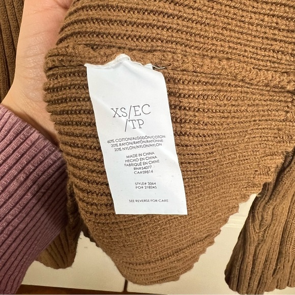 CAbi Mustard Brown Luna Pullover Ribbed Chunky Boxy Crop Sweater Size XS - Picture 9 of 12